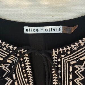 Alice + Olivia Black and Cream Embroidered Blouse rare boho
